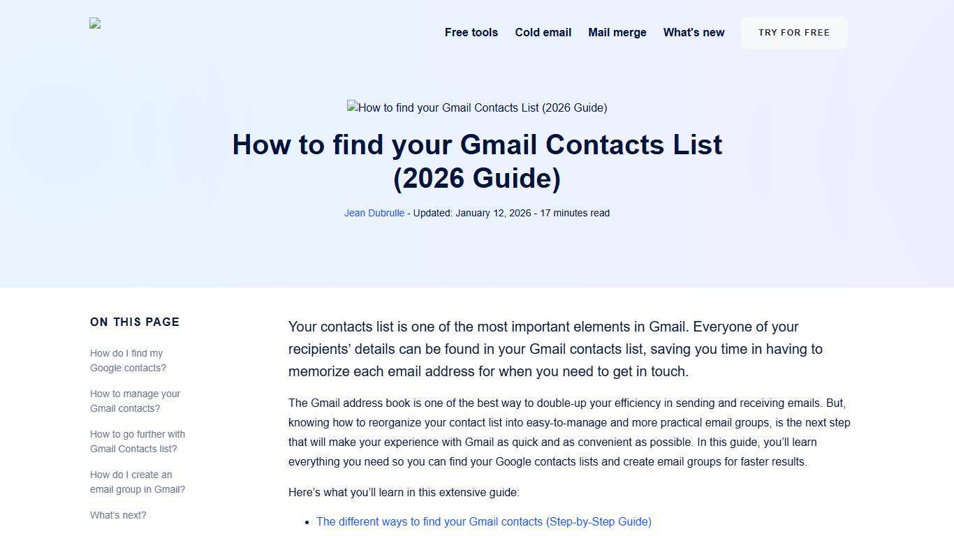 How to find your Gmail Contacts List (2026 Guide)